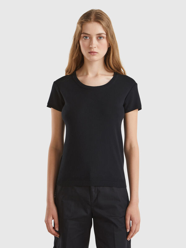 Black short sleeve sweater Women