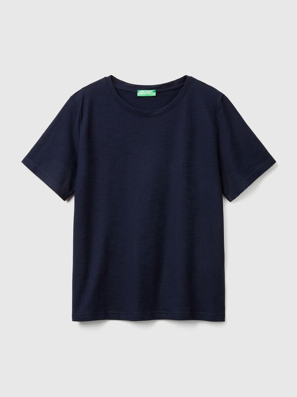 Crew neck t-shirt in slub cotton Women