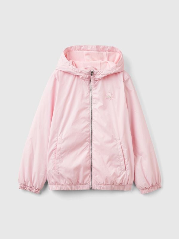 Glossy jacket with zip and hood Junior Girl