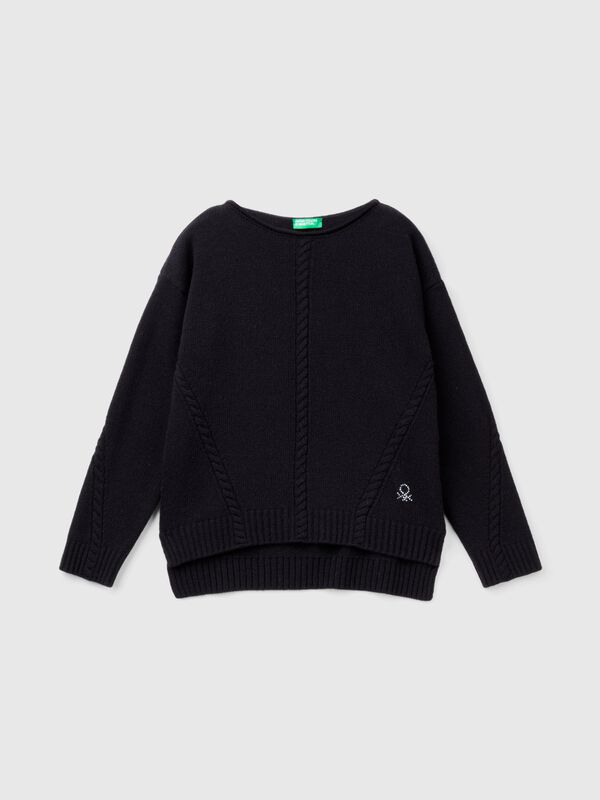 Cable knit sweater in wool blend Junior Girl