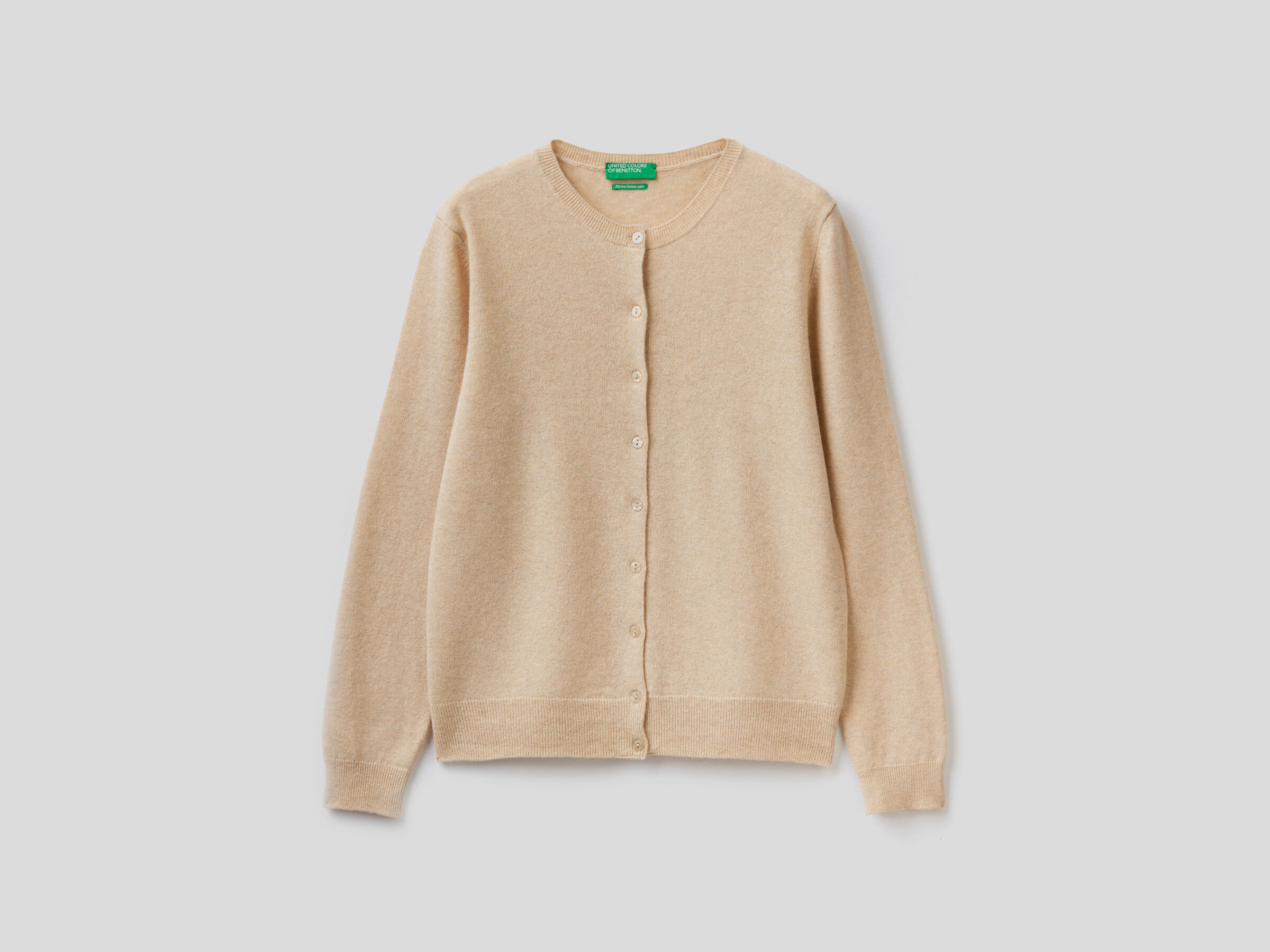 Crew neck cardigan in pure virgin wool image number 5