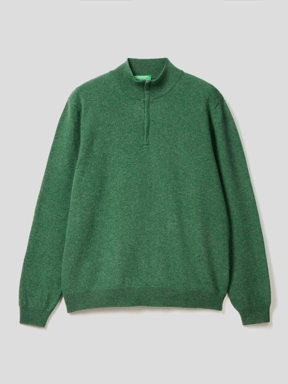 Zip-up sweater in pure virgin wool image number 1