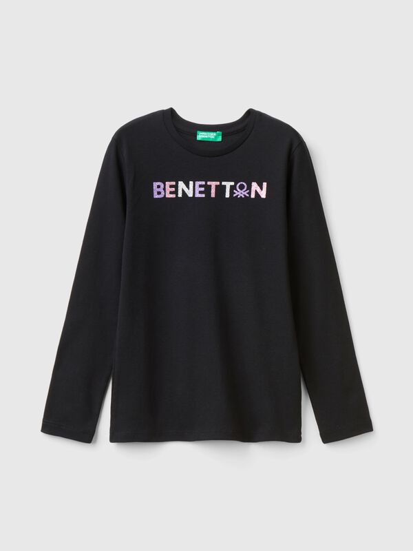 Long sleeve t-shirt with glittery print Junior Girl