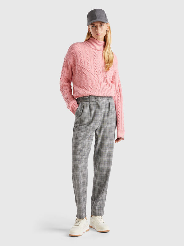Houndstooth flannel trousers Women