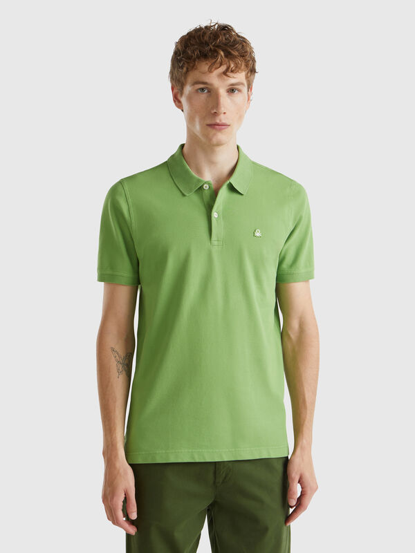 Olive green slim fit polo Men