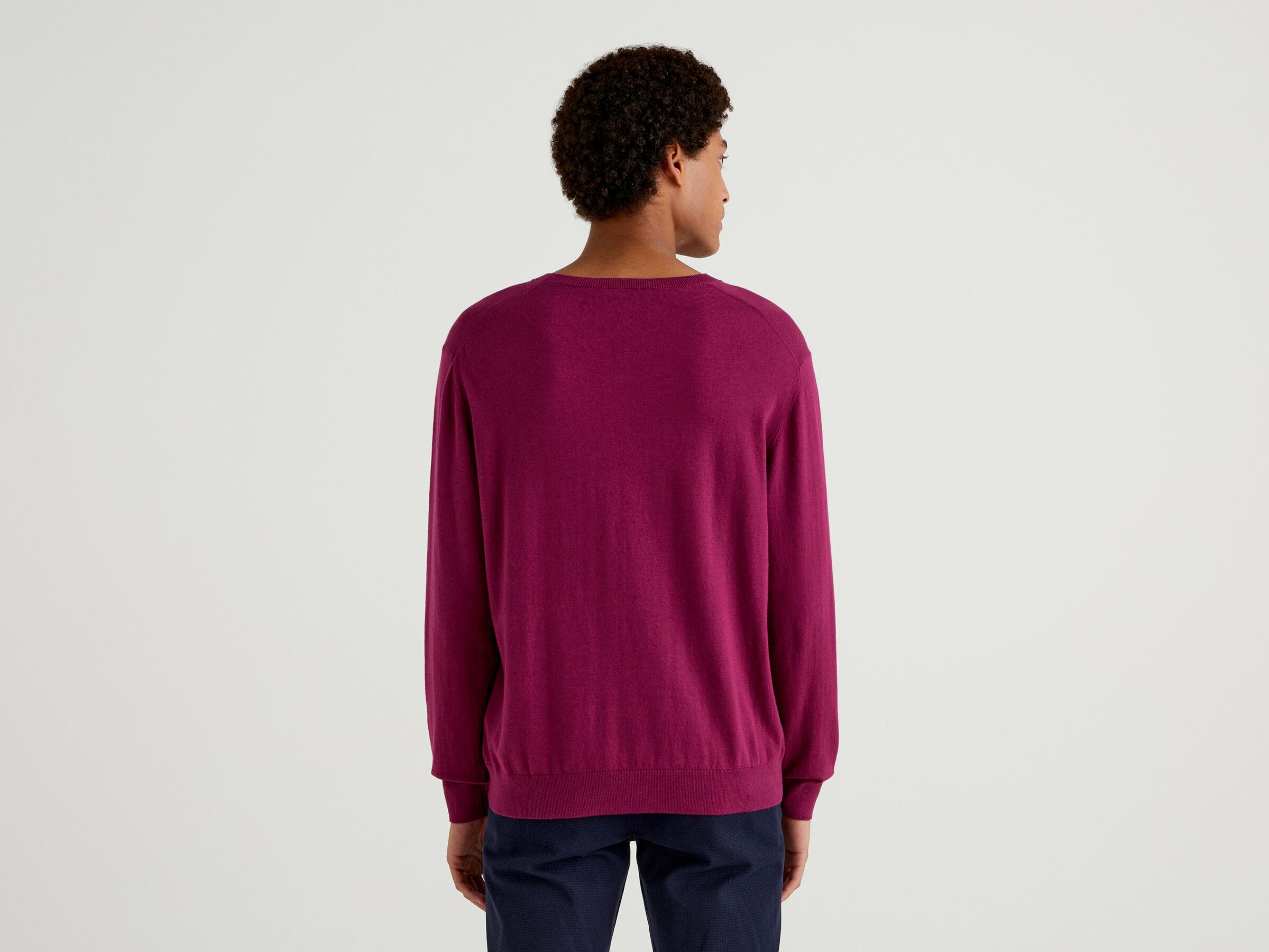 Crew neck sweater in lightweight cotton blend image number 2