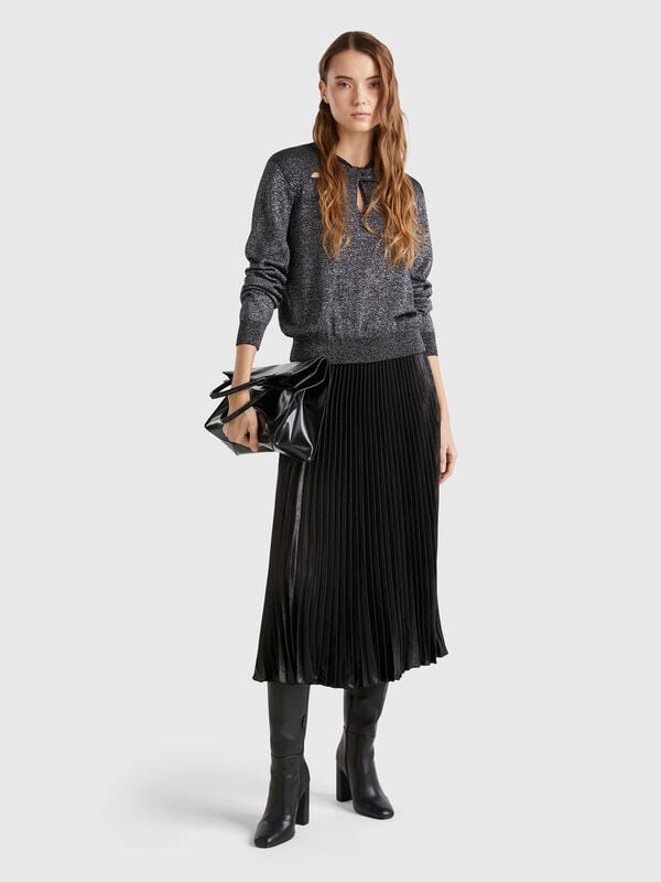 Pleated satin skirt Women