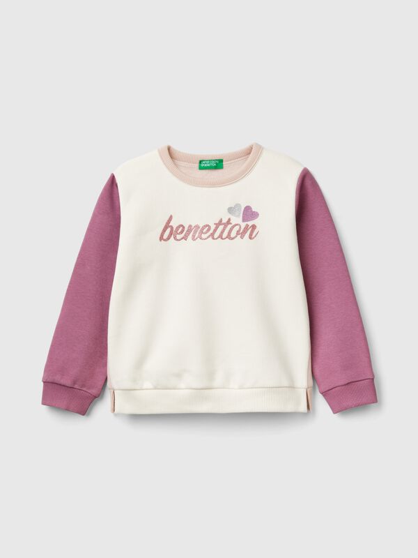 Pullover sweatshirt with glittery print Junior Girl