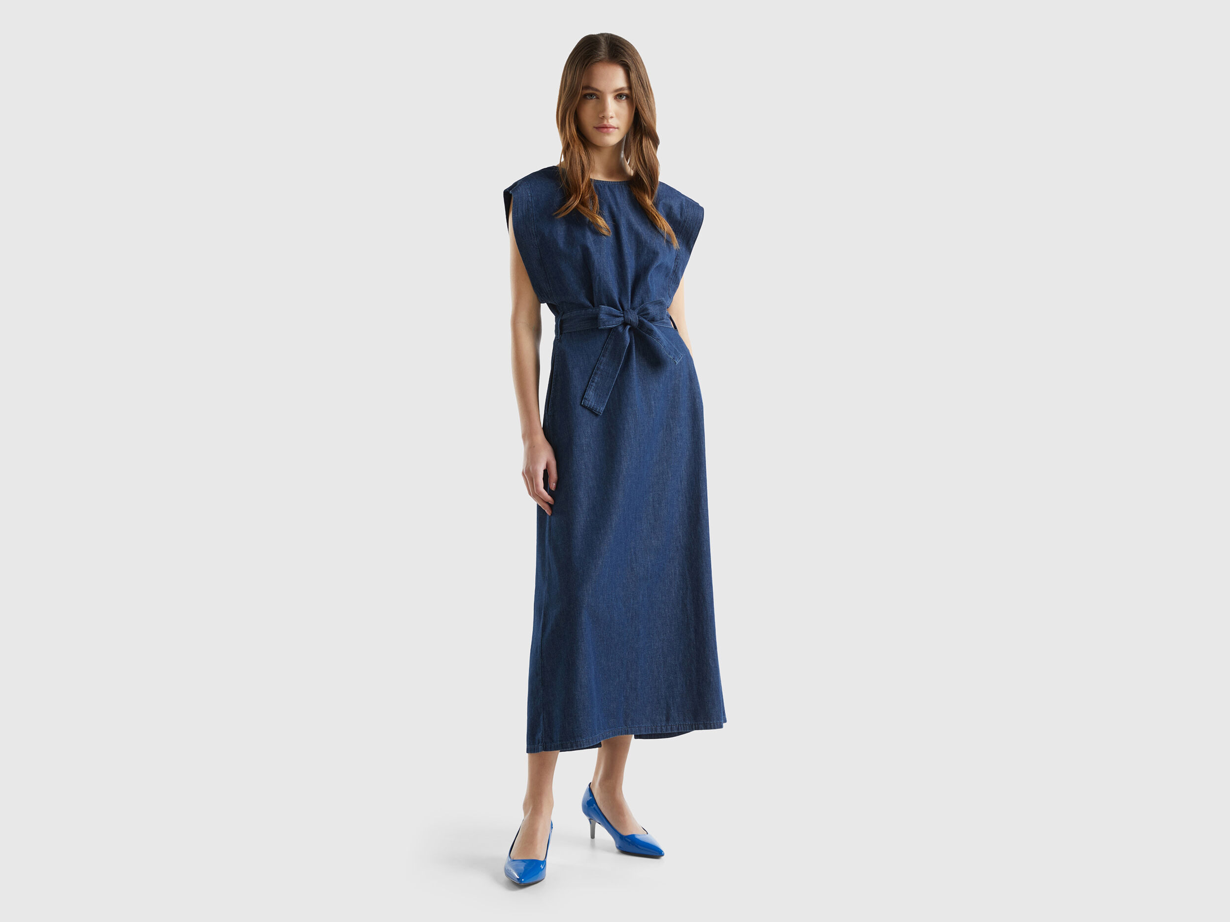 Denim kimono dress Dark Blue Benetton