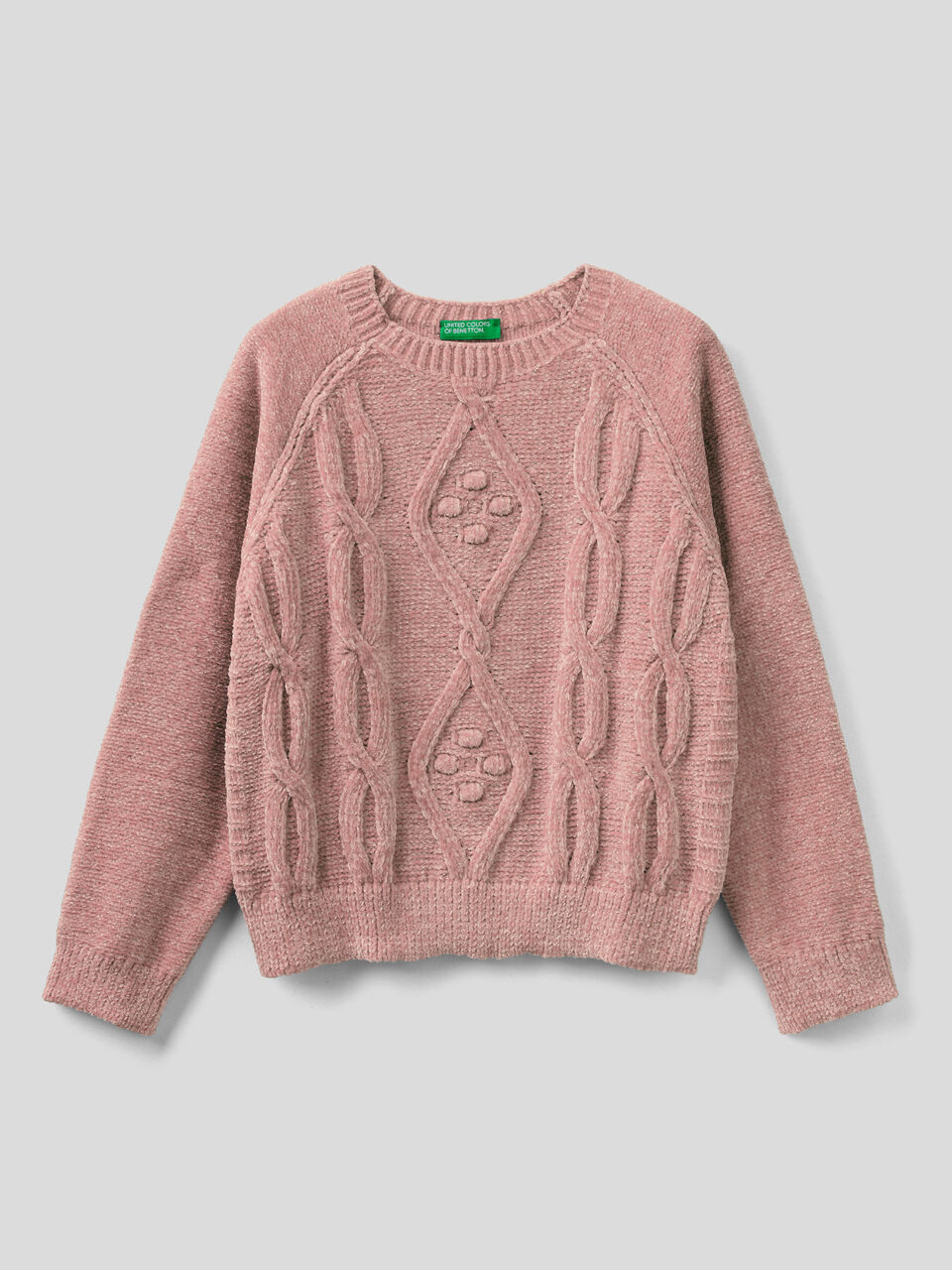 Cable knit sweater in chenille image number 1