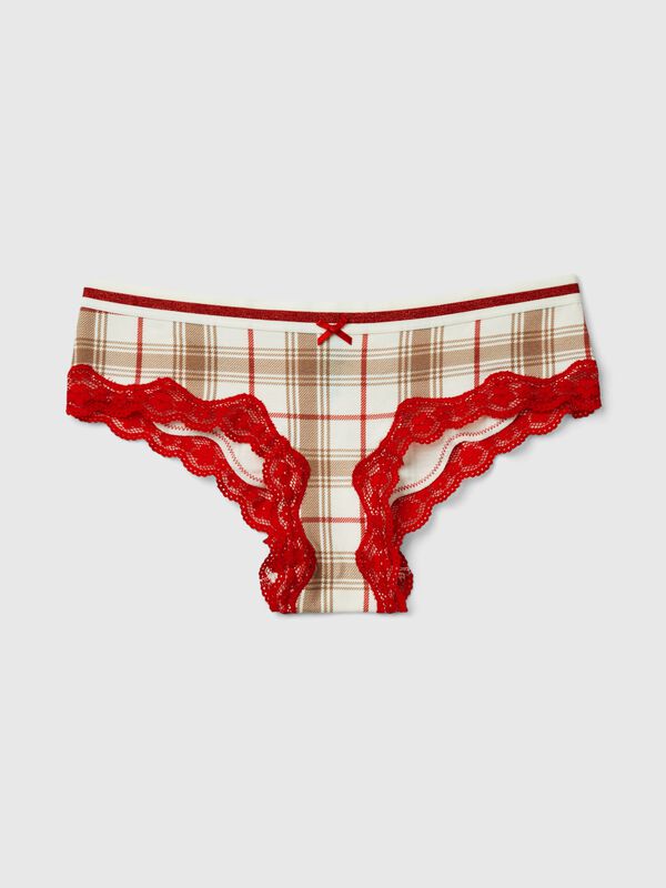 Check culottes with lace Women