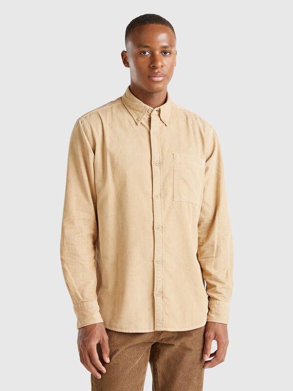 Ribbed velvet shirt Men