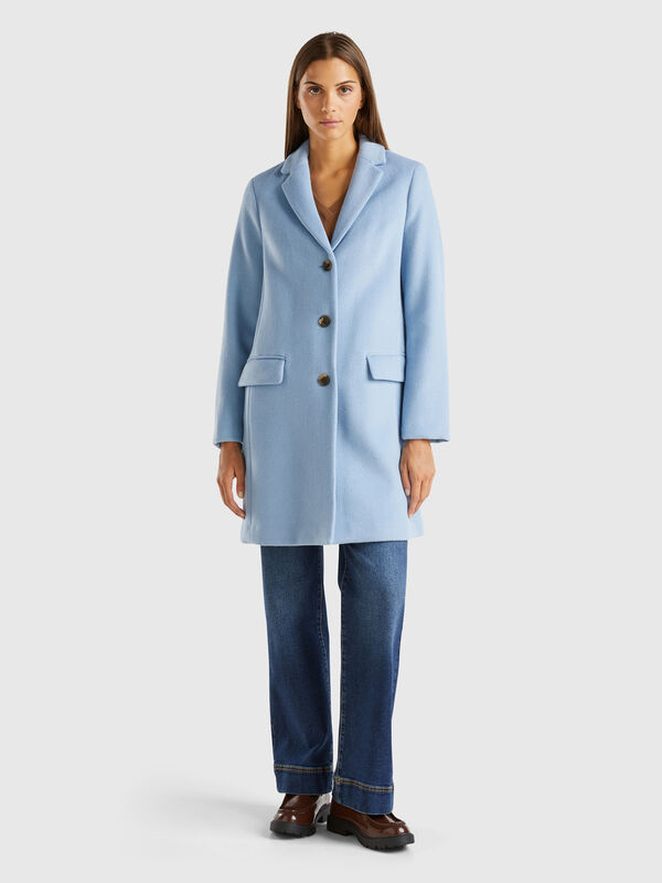 Short coat in wool blend cloth Women