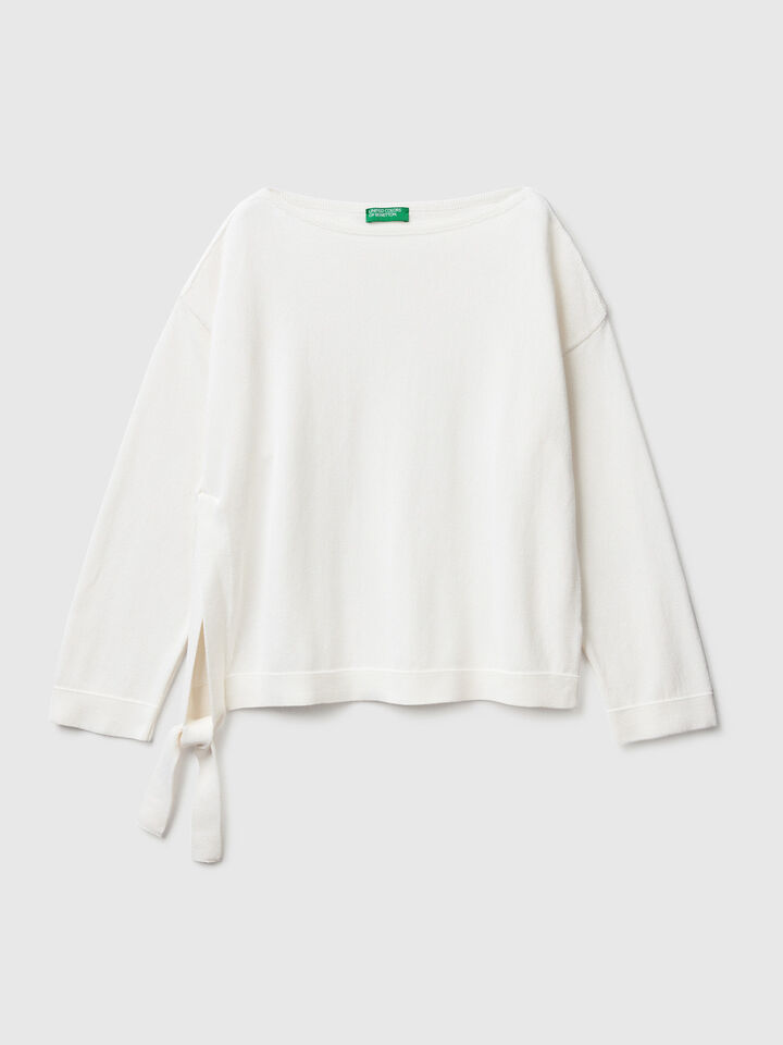 Sweater with laces and boat neck image number 1