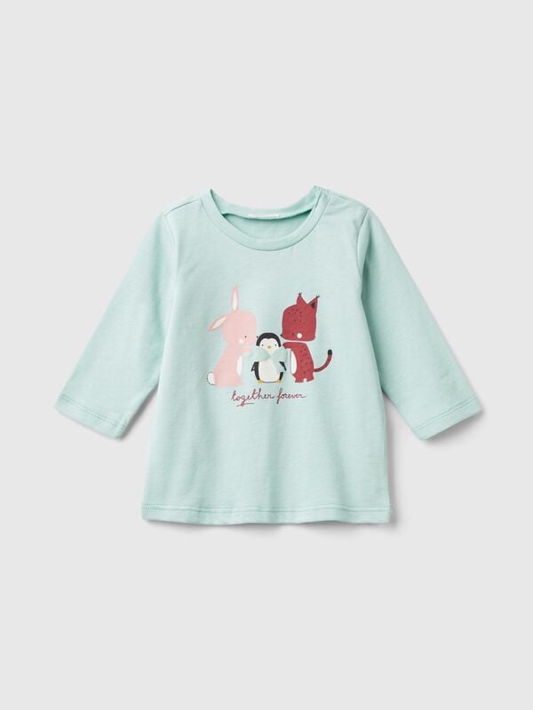 T-shirt with print in warm organic cotton New Born (0-18 months)