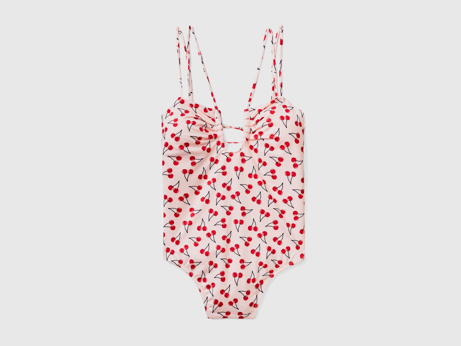 Pink one-piece swimsuit with cherry pattern - Pink