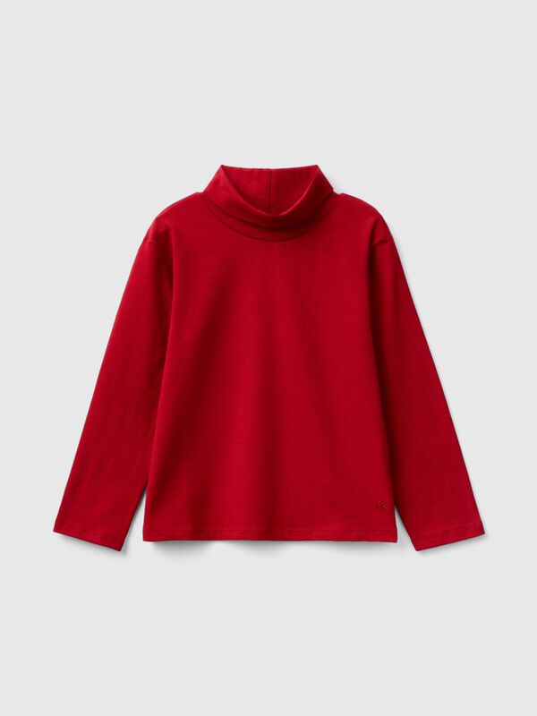 Turtleneck t-shirt in stretch cotton Junior Girl