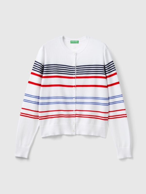 Striped cardigan in pure cotton Women