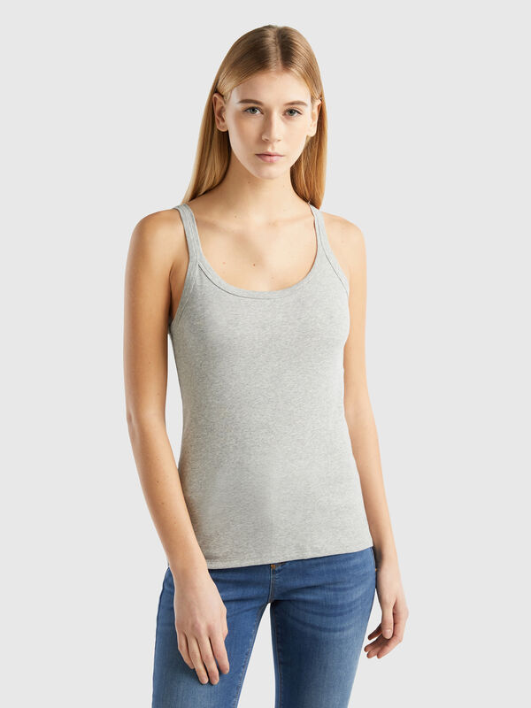 Light gray pure cotton tank top Women