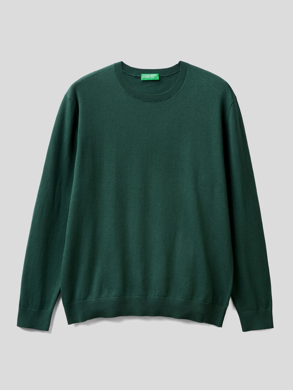 Crew neck sweater in lightweight cotton blend image number 1