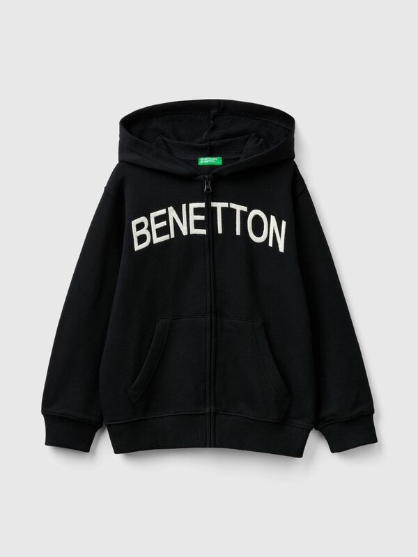 Hoodie with zip and embroidered logo Junior Boy