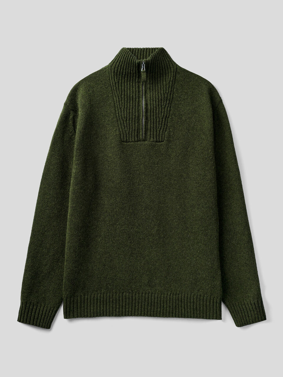 Sweater in pure Shetland wool with zip on the neck image number 1