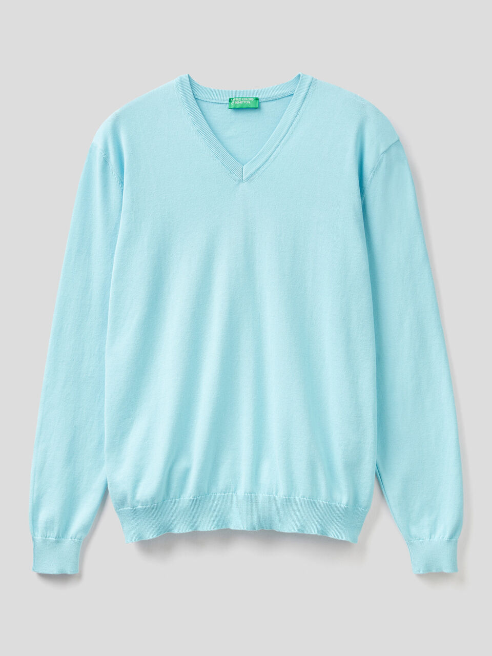 Pure cotton sweater with V-neck image number 1