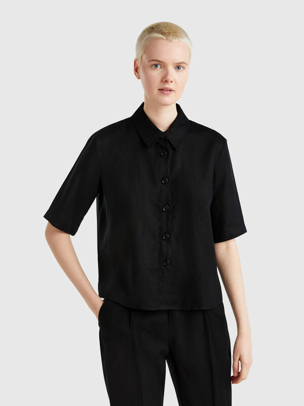 Short shirt in pure linen Women