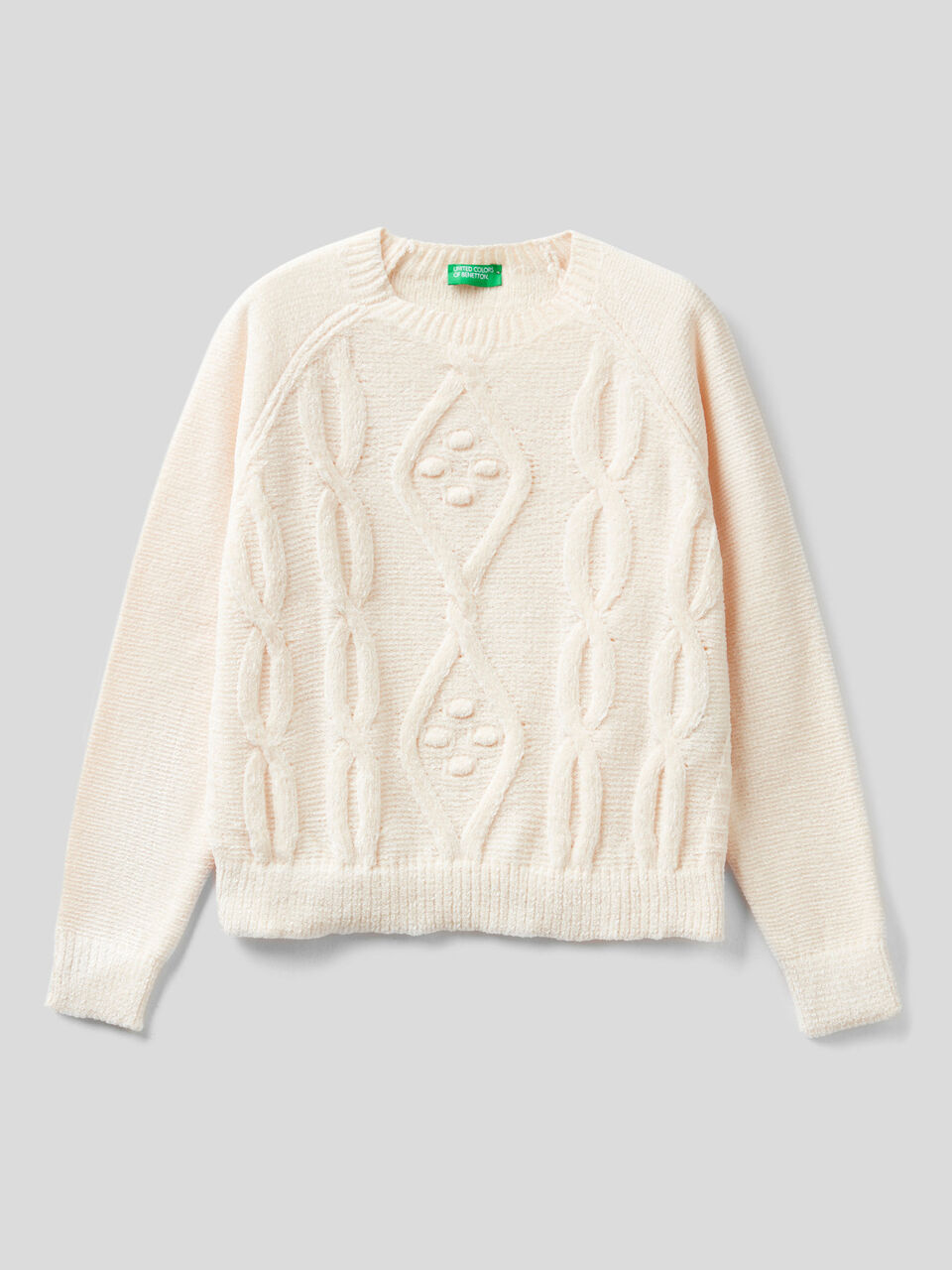 Cable knit sweater in chenille image number 1