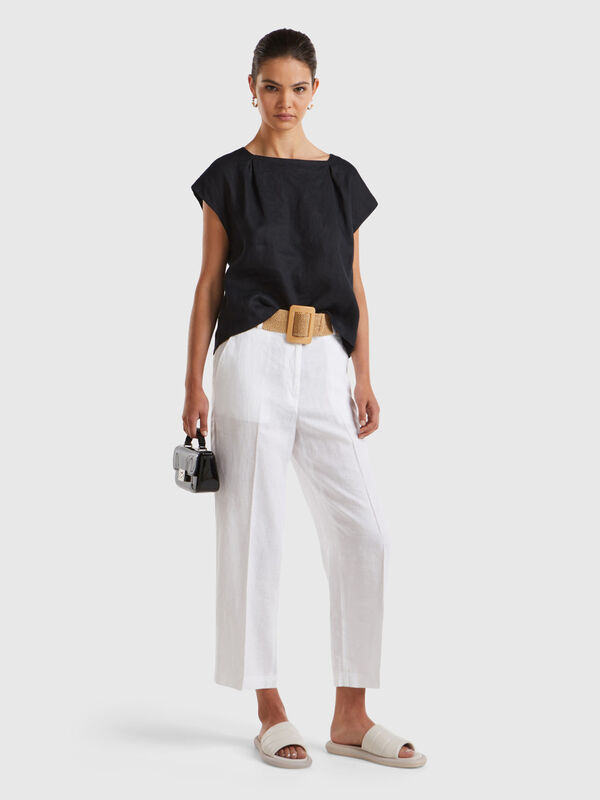 Straight trousers in pure linen Women