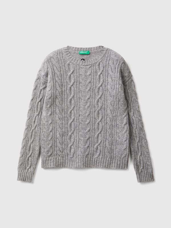 Cable knit sweater in wool blend Junior Boy