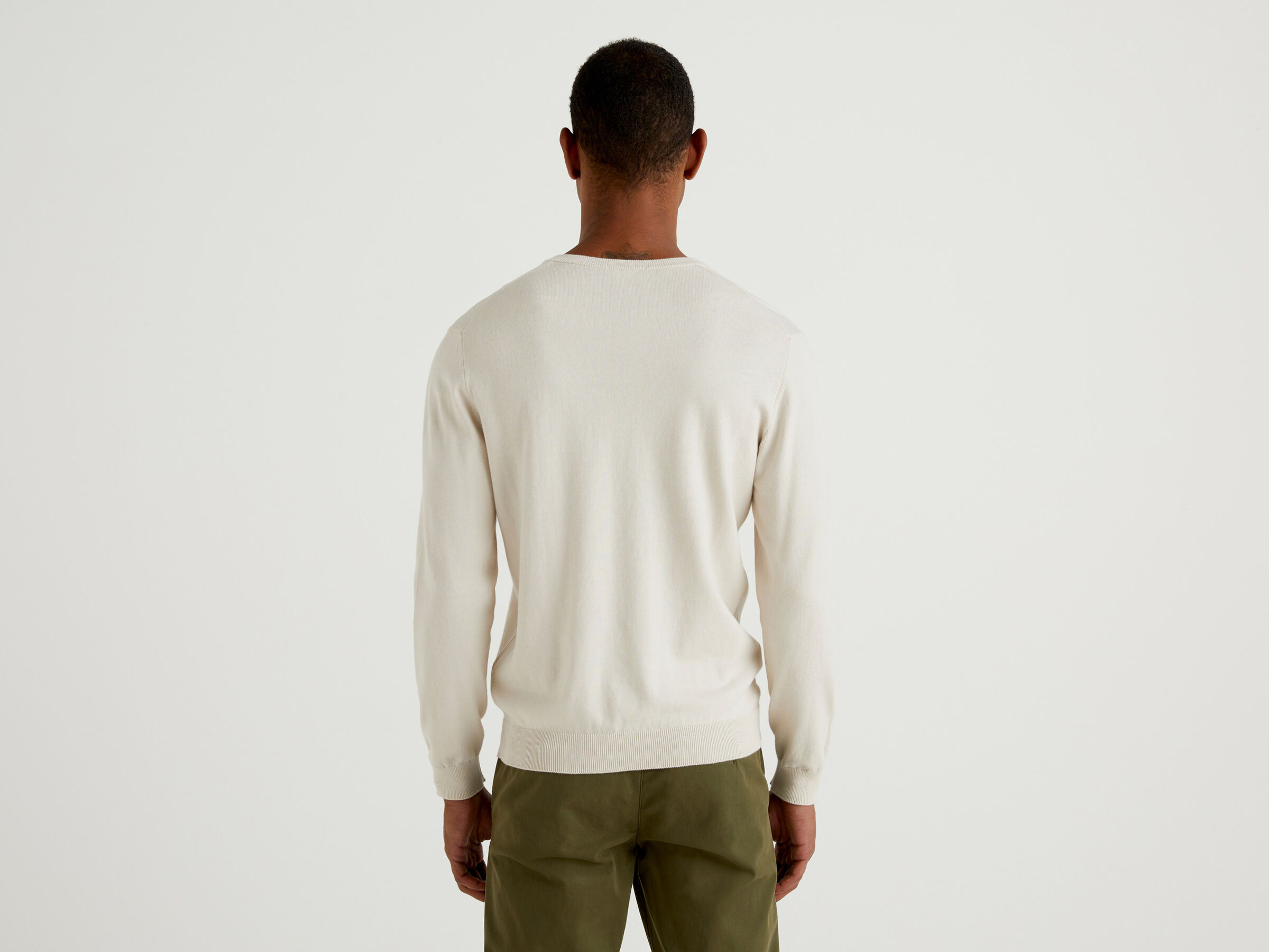 V-neck sweater in pure cotton image number 2