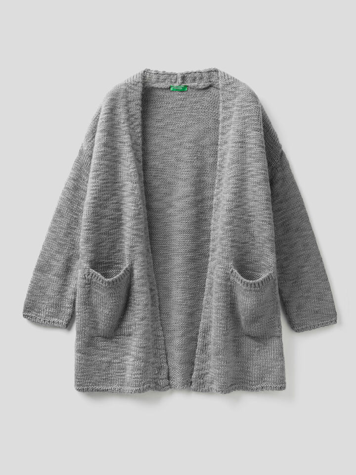 Maxi cardigan in wool and alpaca blend image number 1