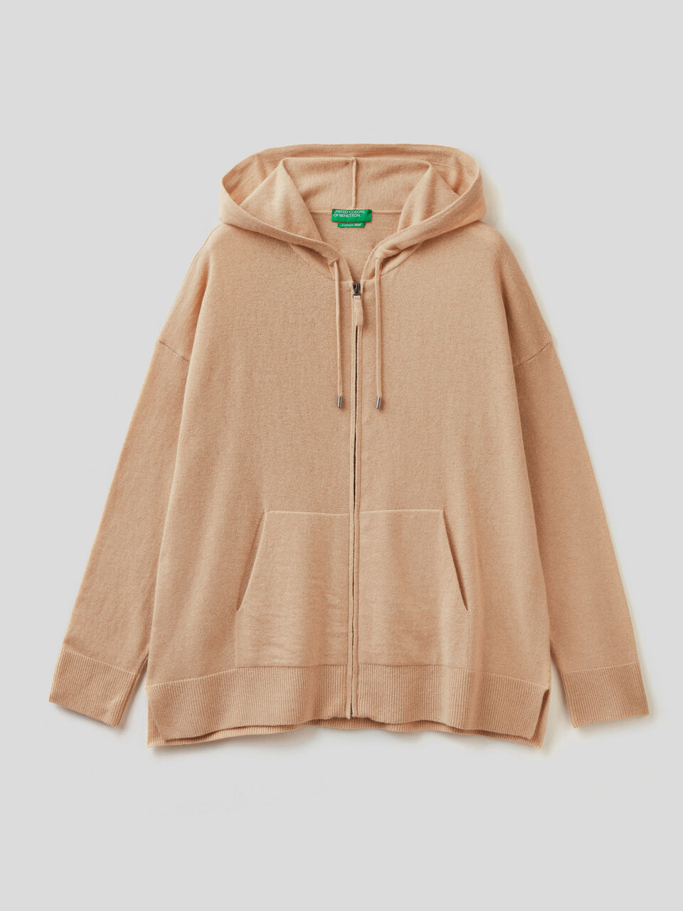 Sweater in cashmere blend with hood image number 1