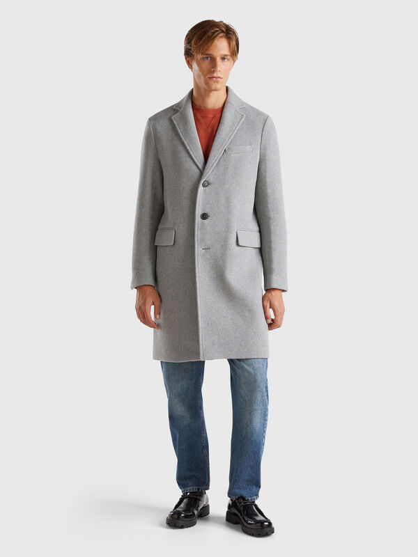 Lined coat in wool blend Men