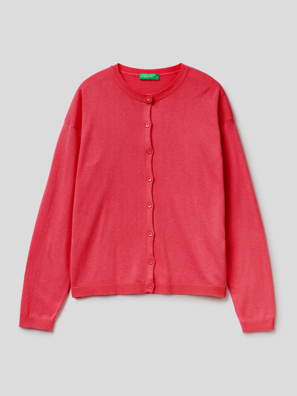 Crew neck cardigan with buttons image number 1