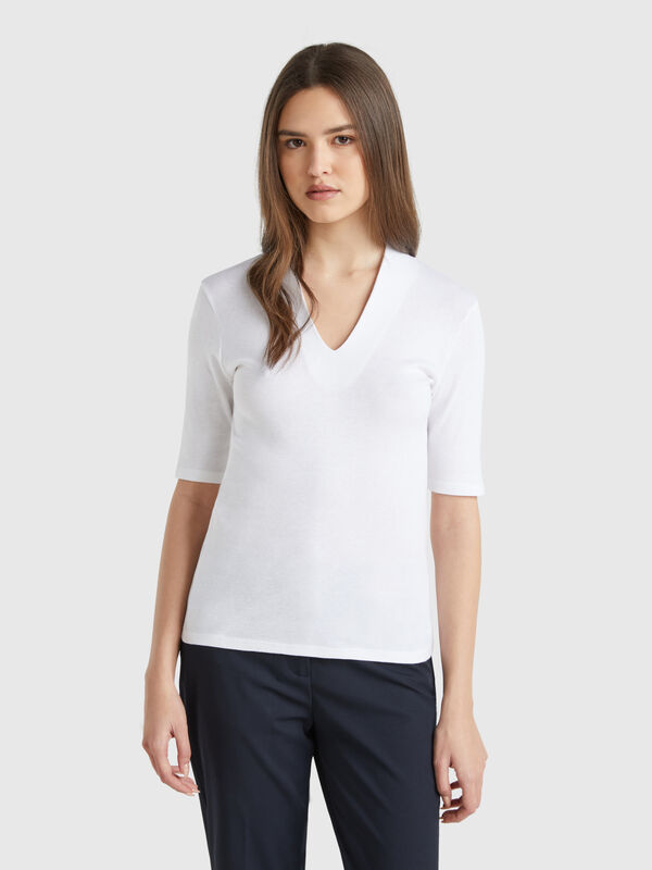Slim fit t-shirt in long fiber cotton Women