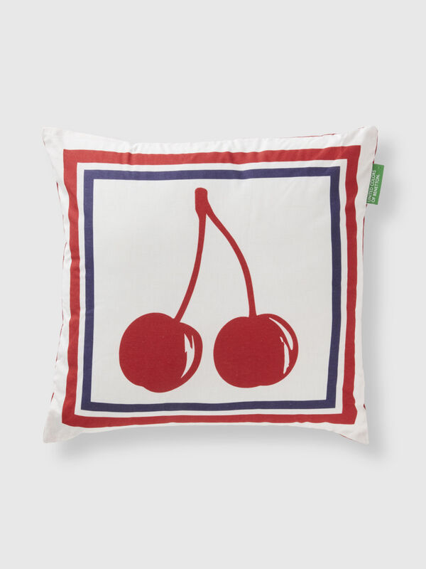 Pillow with red cherry print