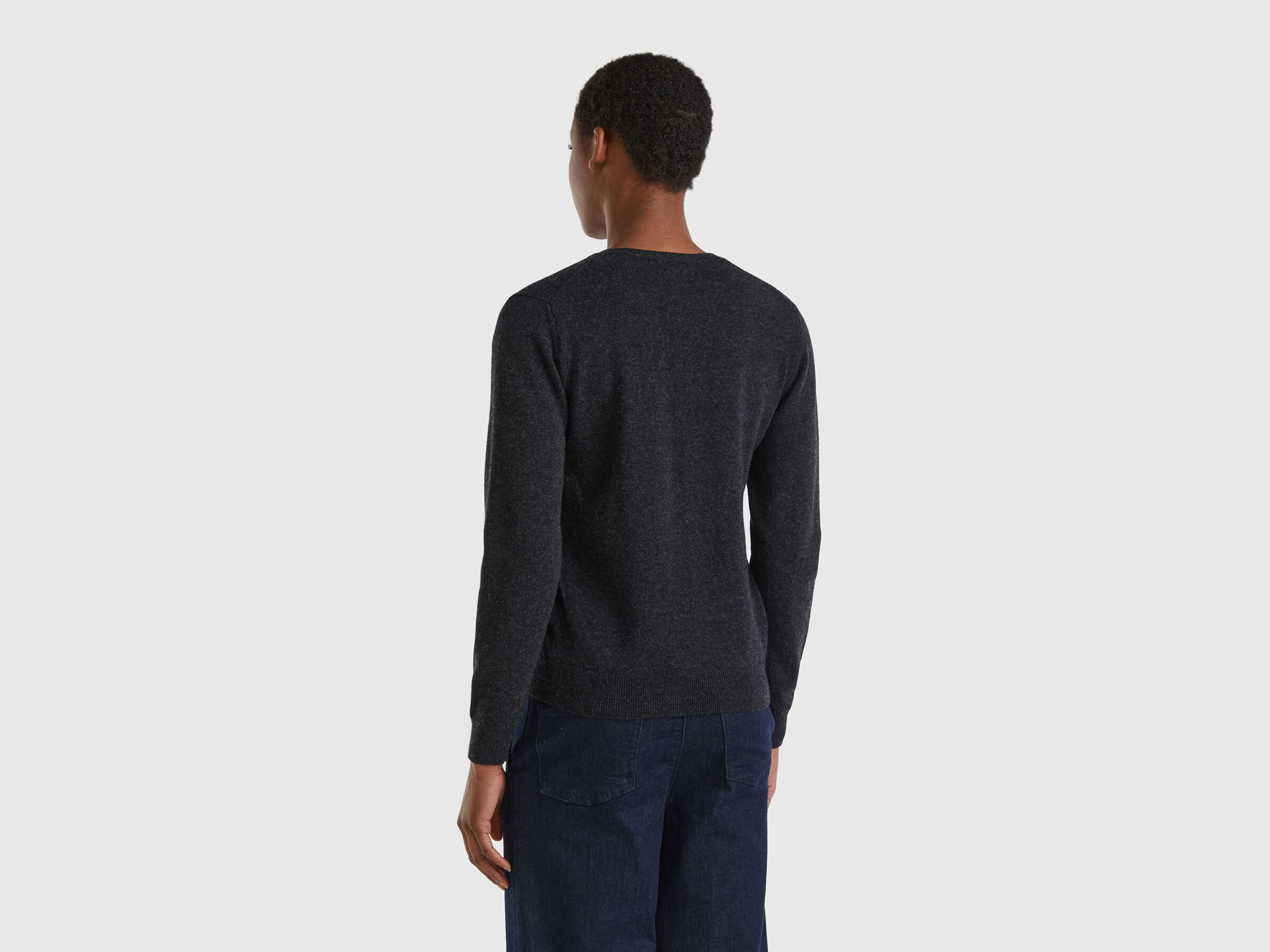 Crew neck cardigan in pure virgin wool image number 2
