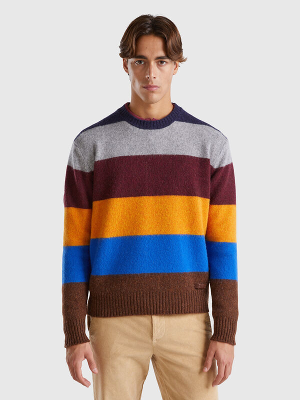 Striped sweater in pure Shetland wool Men