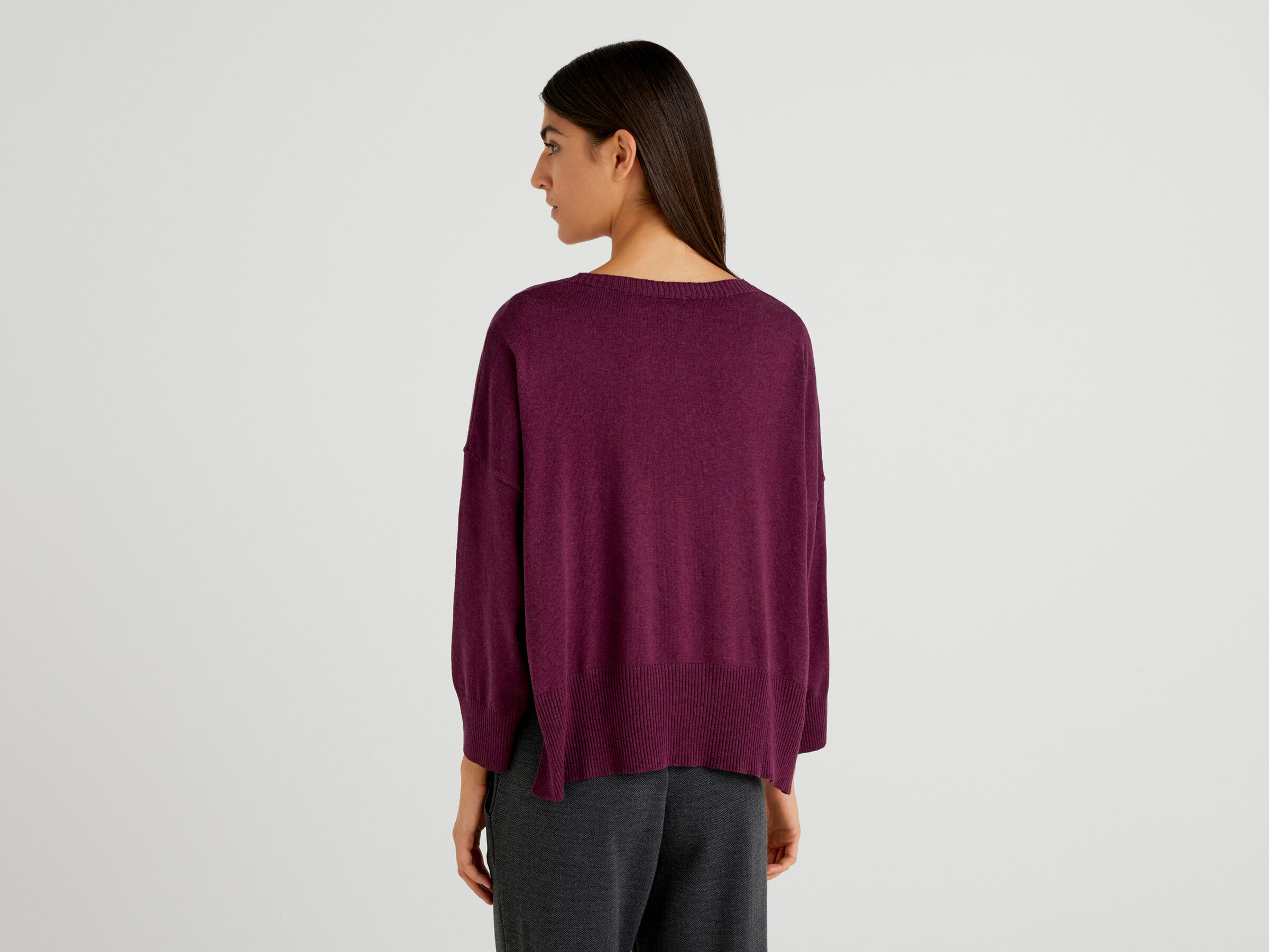 Boxy fit sweater with logo band image number 2
