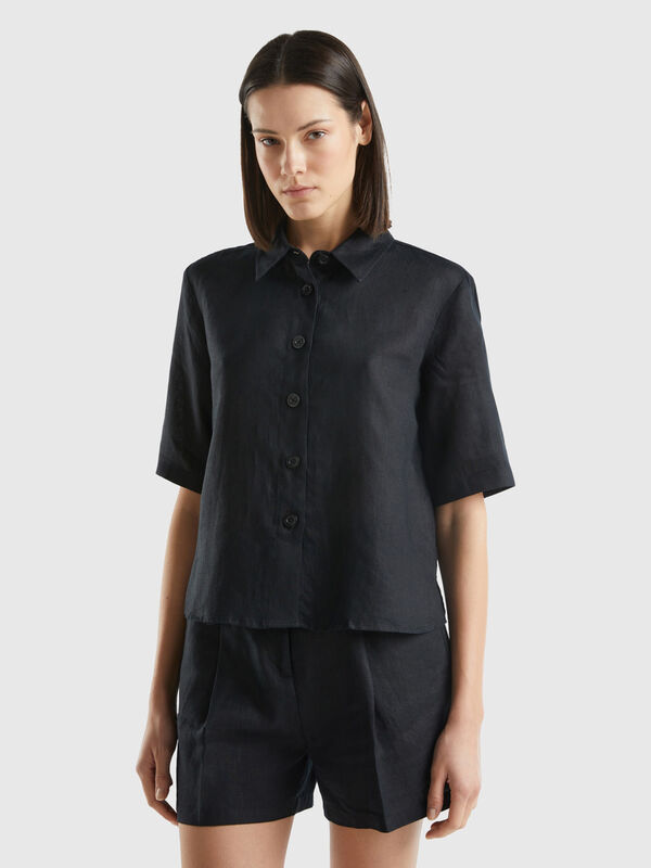 Short shirt in pure linen Women