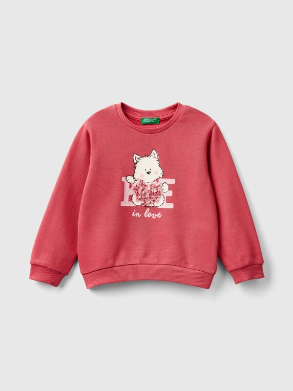 Sweatshirt with petal look applique Junior Girl