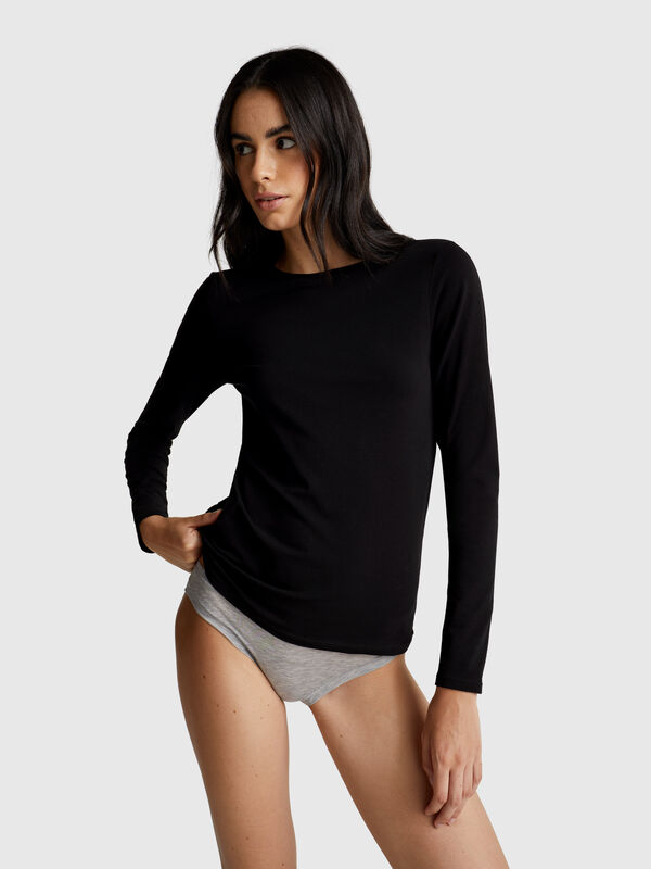 Long sleeve t-shirt in super stretch cotton Women