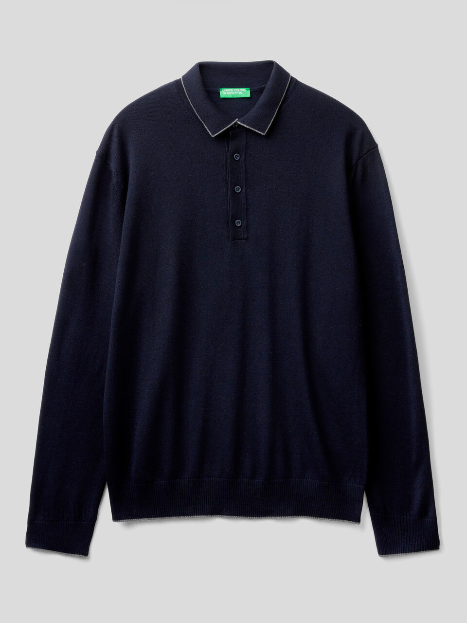 Long sleeve knit polo image number 1