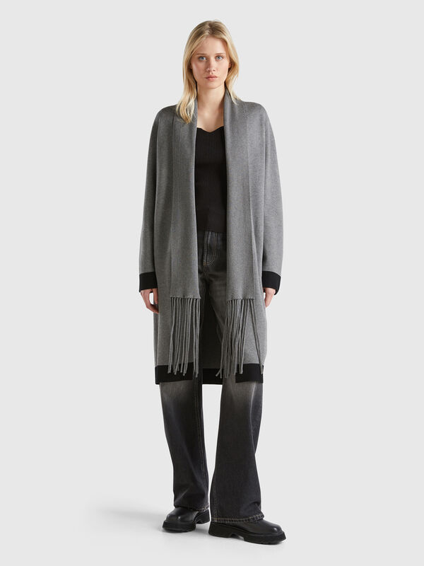 Knit coat with fringe Women