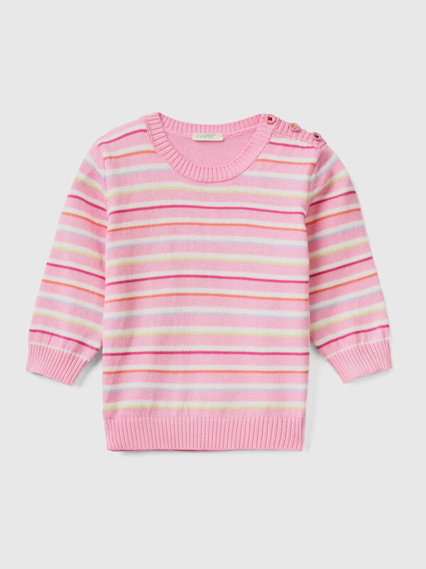 Striped sweater in pure cotton New Born (0-18 months)