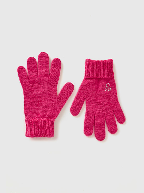Knit gloves with logo Junior Girl