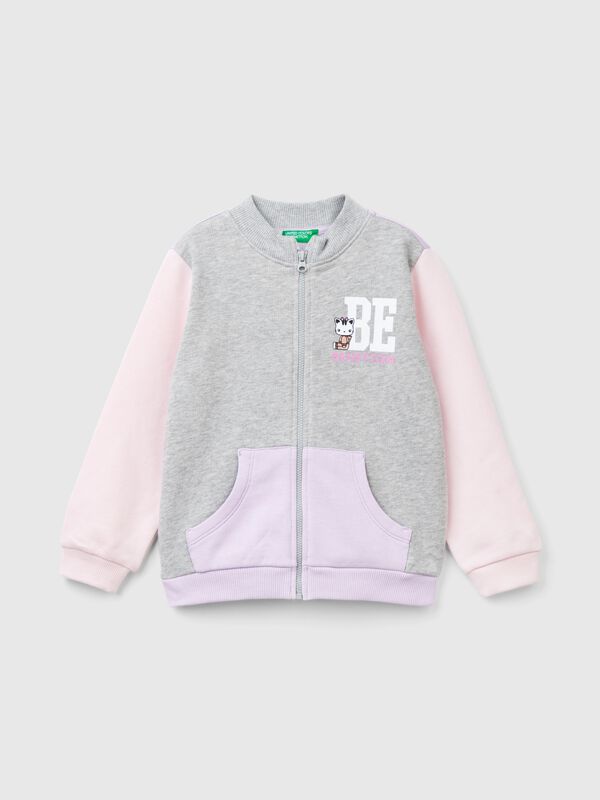 Hoodie with zip in organic cotton Junior Girl