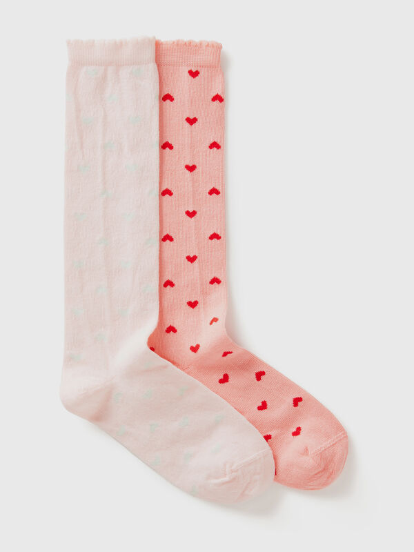 Two pairs of pink heart socks Junior Boy